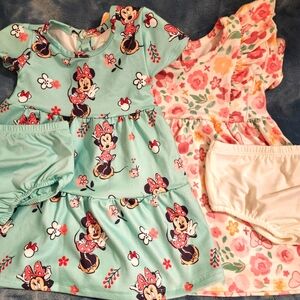 Kids Disney Baby Minnie Mouse Floral and Teal Dress Set Size 6 mo